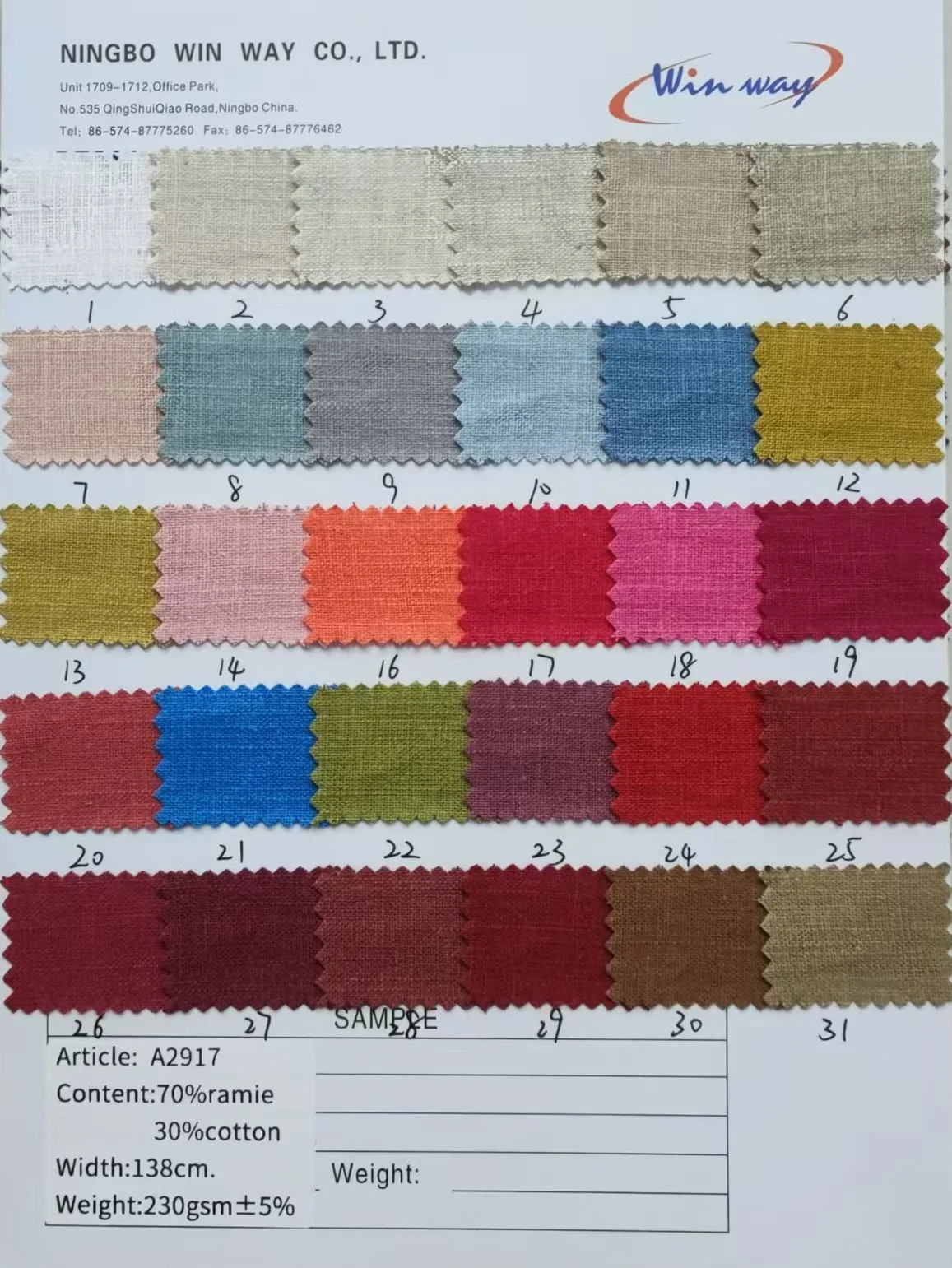 Ramie/cotton fabric in stock.Hot selling hemp two-tone chambray style colorful cotton soft yarn dyed slub linen shirting fabric