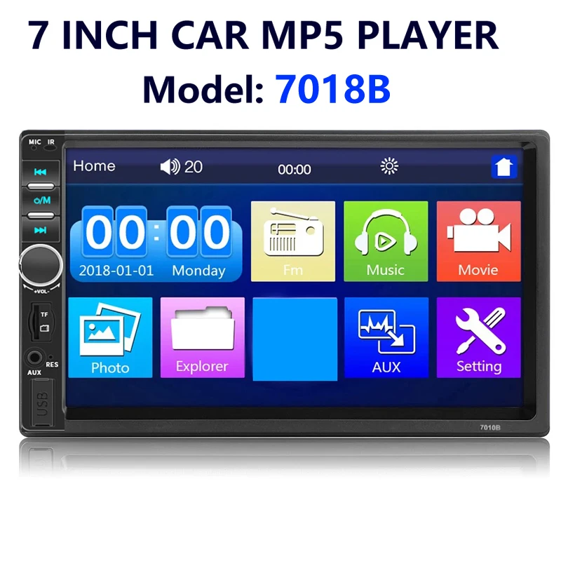 2024 trending hot 7018B 7 inch Touch screen Double 2 DIN Avto Car Radio Stereo Video MP5 USB/TF/AUX/FM Player estereos para auto