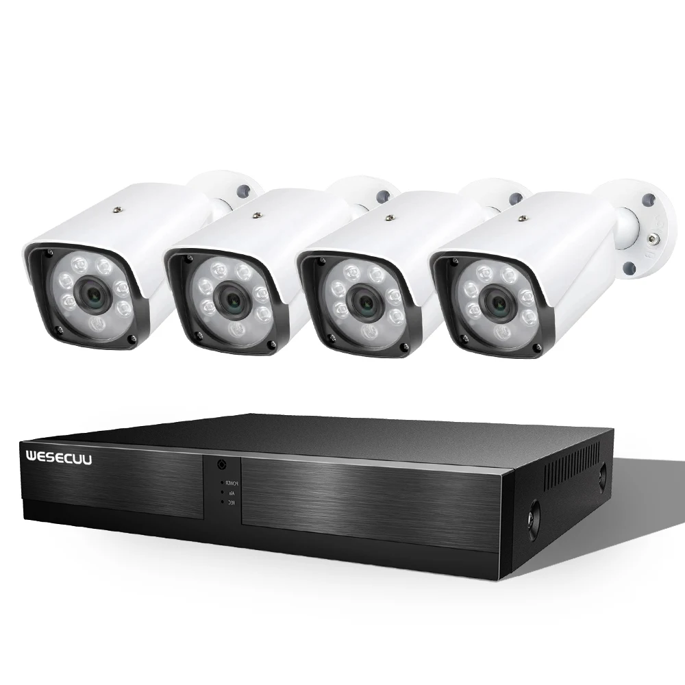 WESECUU 4Ch POE NVR Kit Professional Video Surveillance Security Camera AI Face Detection HD 4K Ip Cctv