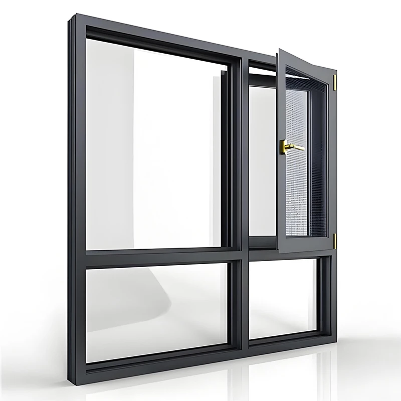 Cold Insulation Window Custom Villa House Casement Window Double Glazed Aluminum Windows and Doors with mosquito net