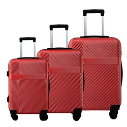 China Quality Tsa Lock Durable Lightweight Suitcase Cross Stripe ABS 3 Piece Luggage Set for sale