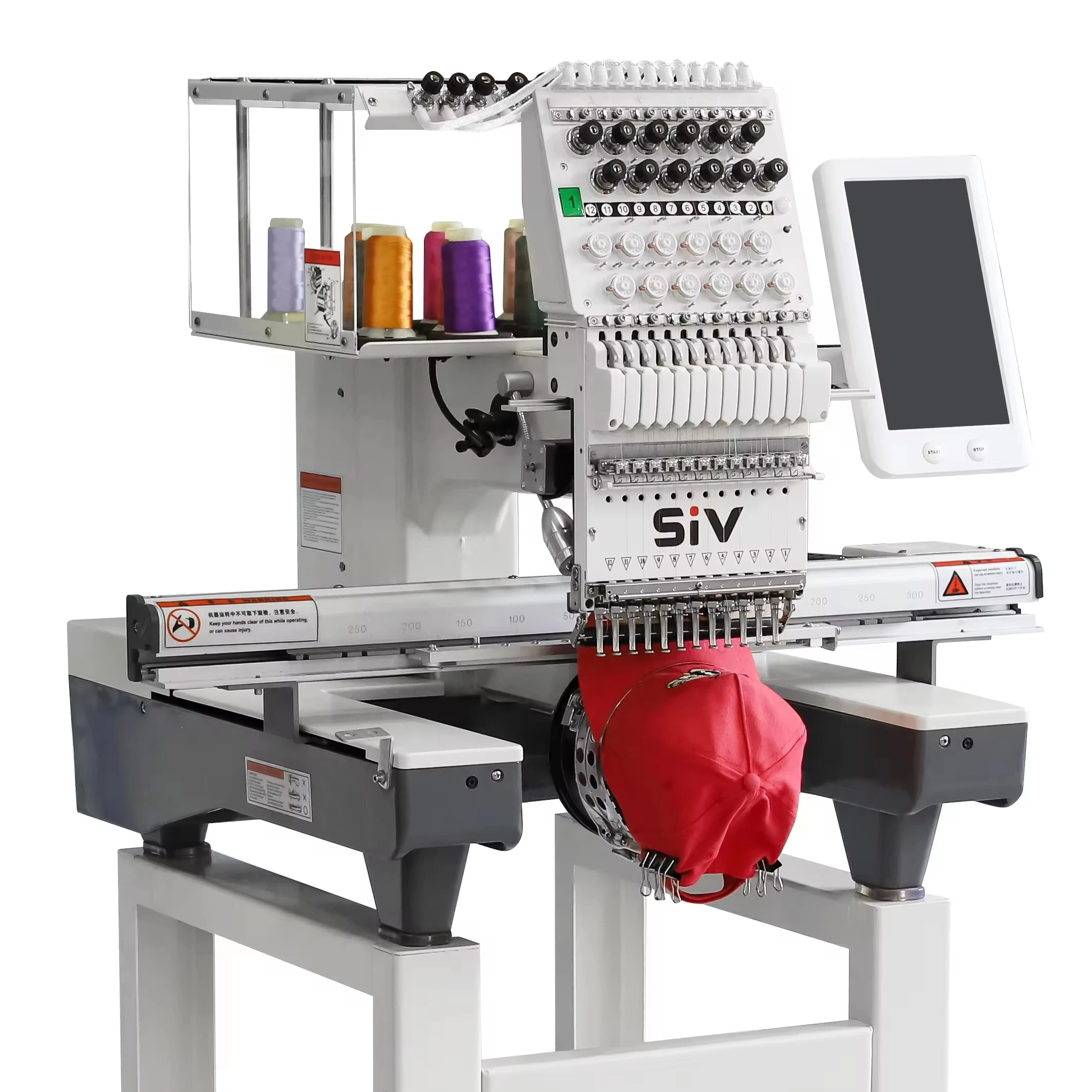 SIV single head 12/15 needles hat 3d cap and t-shirt sport canvas shoes embroidery machines price