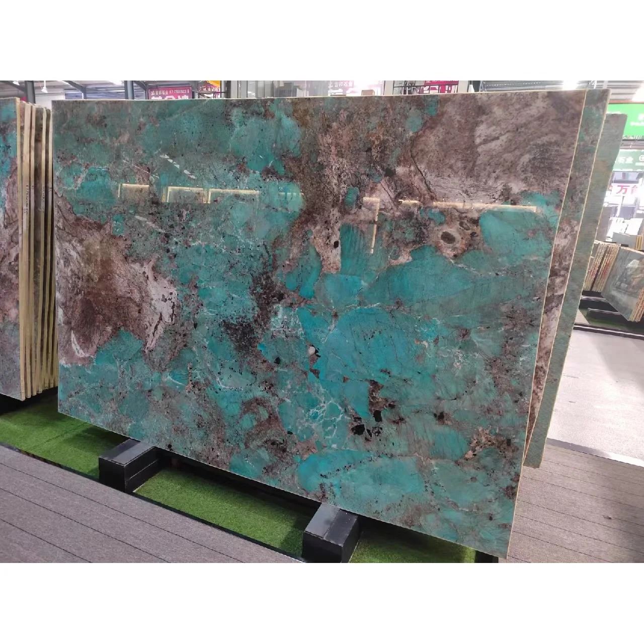 Brazil Natural Green Polished Amazonite Onyx Marble Background Wall Design For Villa Decor Granite Slabs Natural Stone