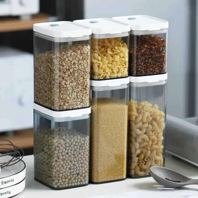 Plastic Airtight Food Storage Containers with Lids Cereal Dispenser For Storing Pasta Kitchen Storage Jars Containers