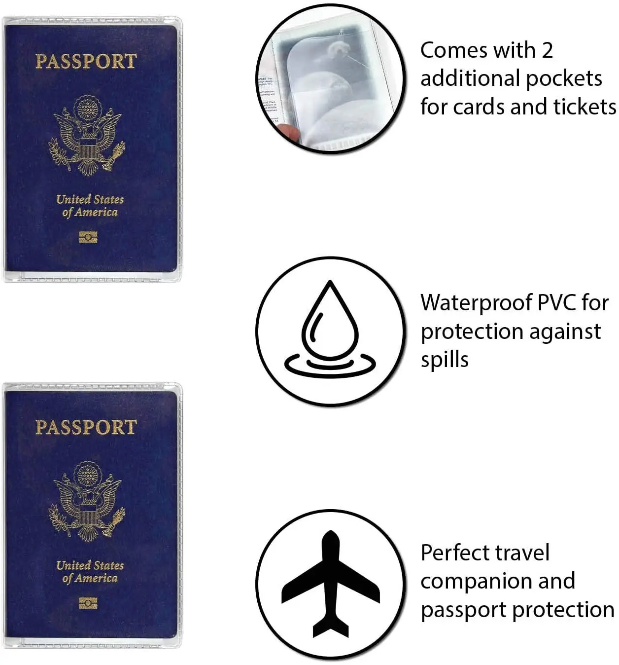 Wholesales Factory Manufacture  Clear PVC Transparent Personal Travel ID Card Protector Passport Cover