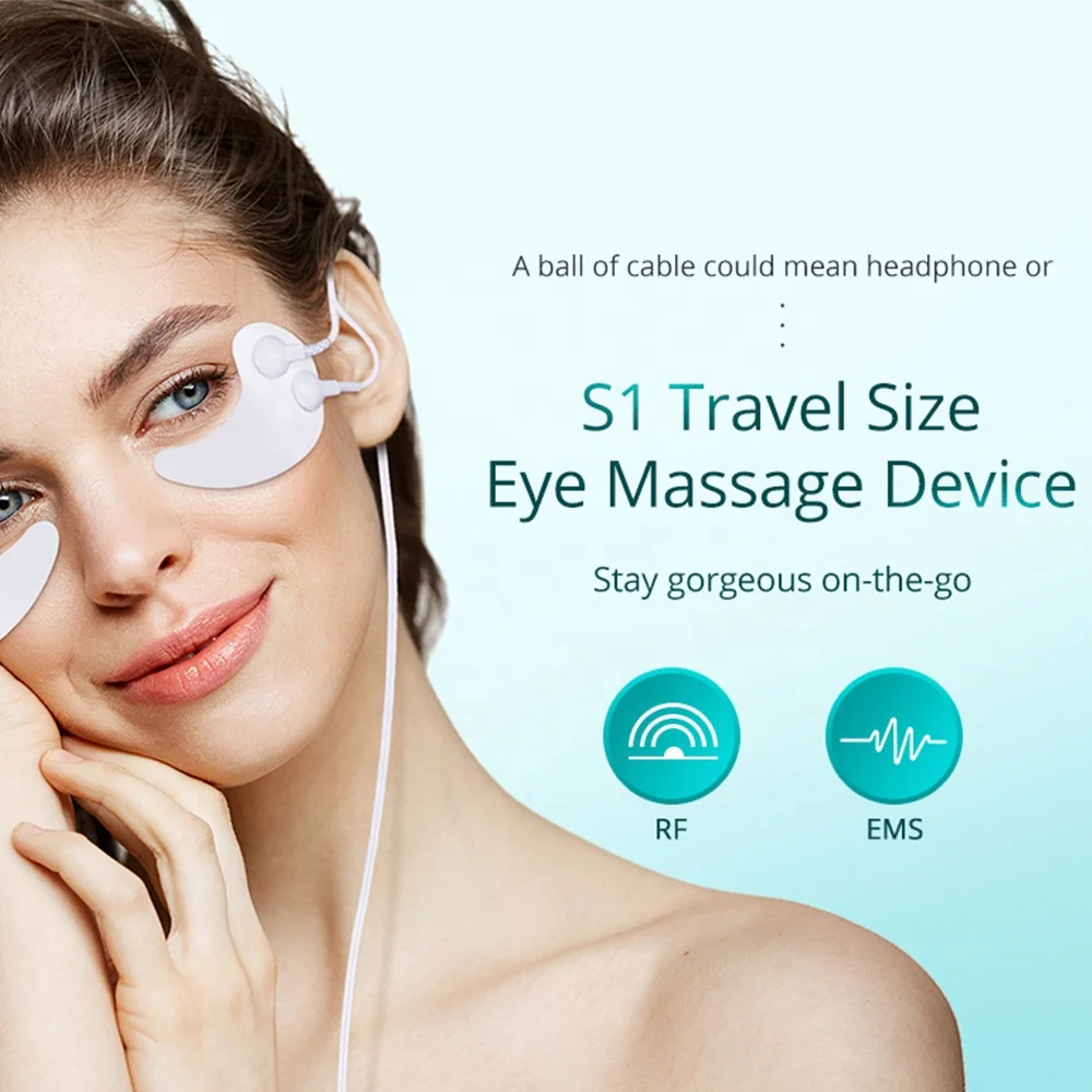 
2021 Dropshipping Electric Mini Eye Care Wireless Beauty Device Heated EMS RF Smart Vibrator Eye Massager With Heat Hydrogel 