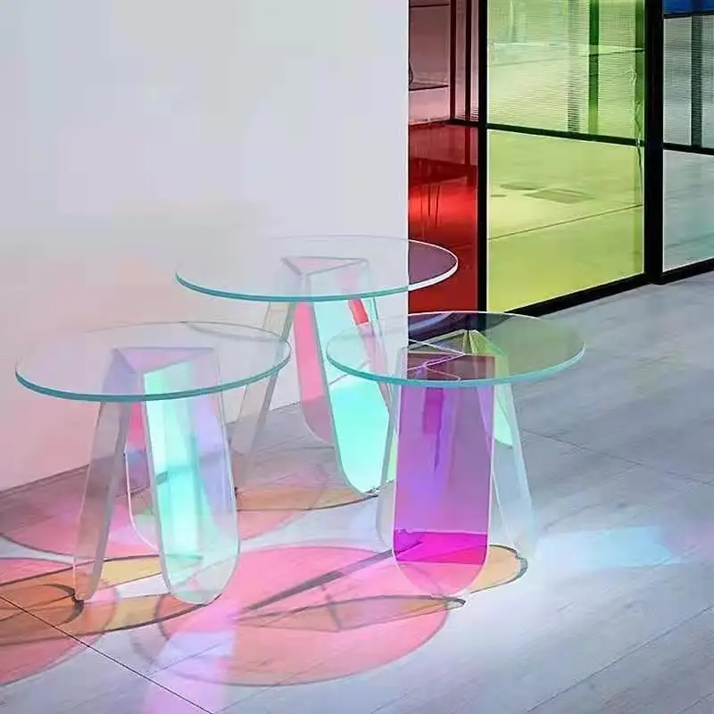 Nordic Modern rainbow красочные прозрачные роскошные круглые журнальные столики Современная Гостиная Офис Акриловые Журнальные столики
