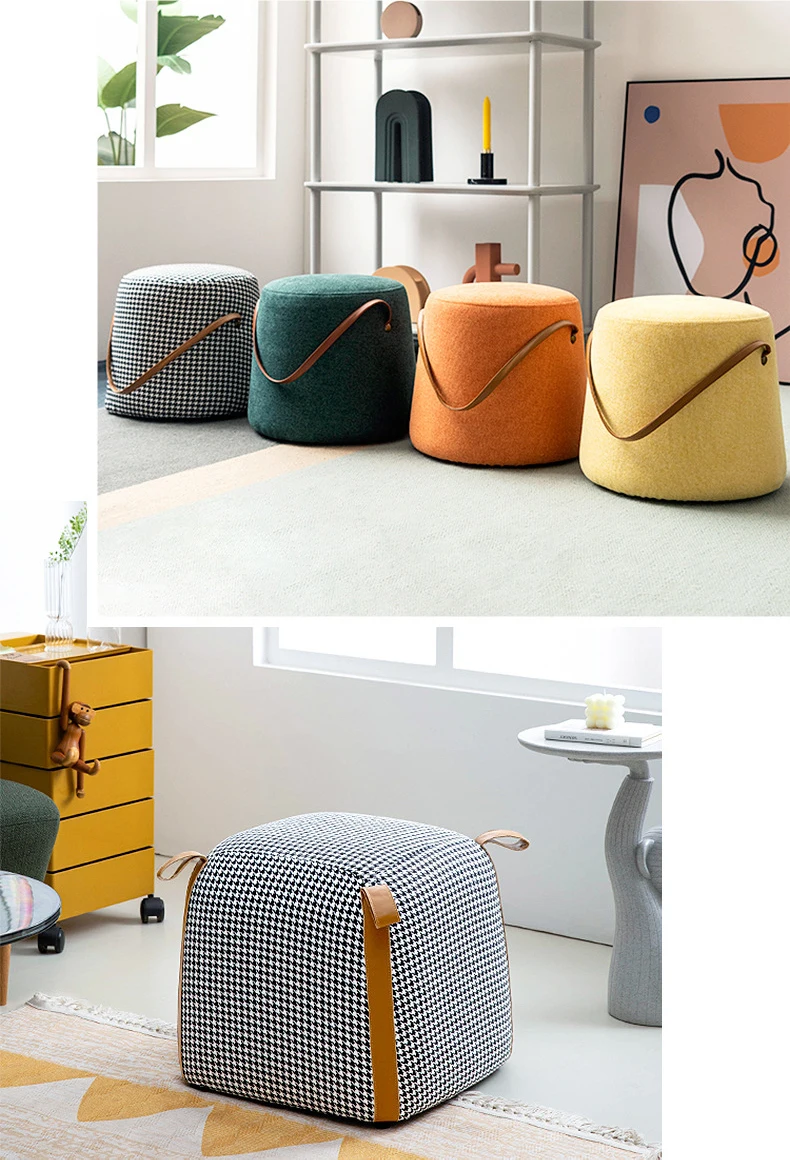 RTS OEM Manufacturer Living Roon Sofa Furniture Modern Design Bucket Stool Chair Velvet Sofa Ottoman Foot Stool