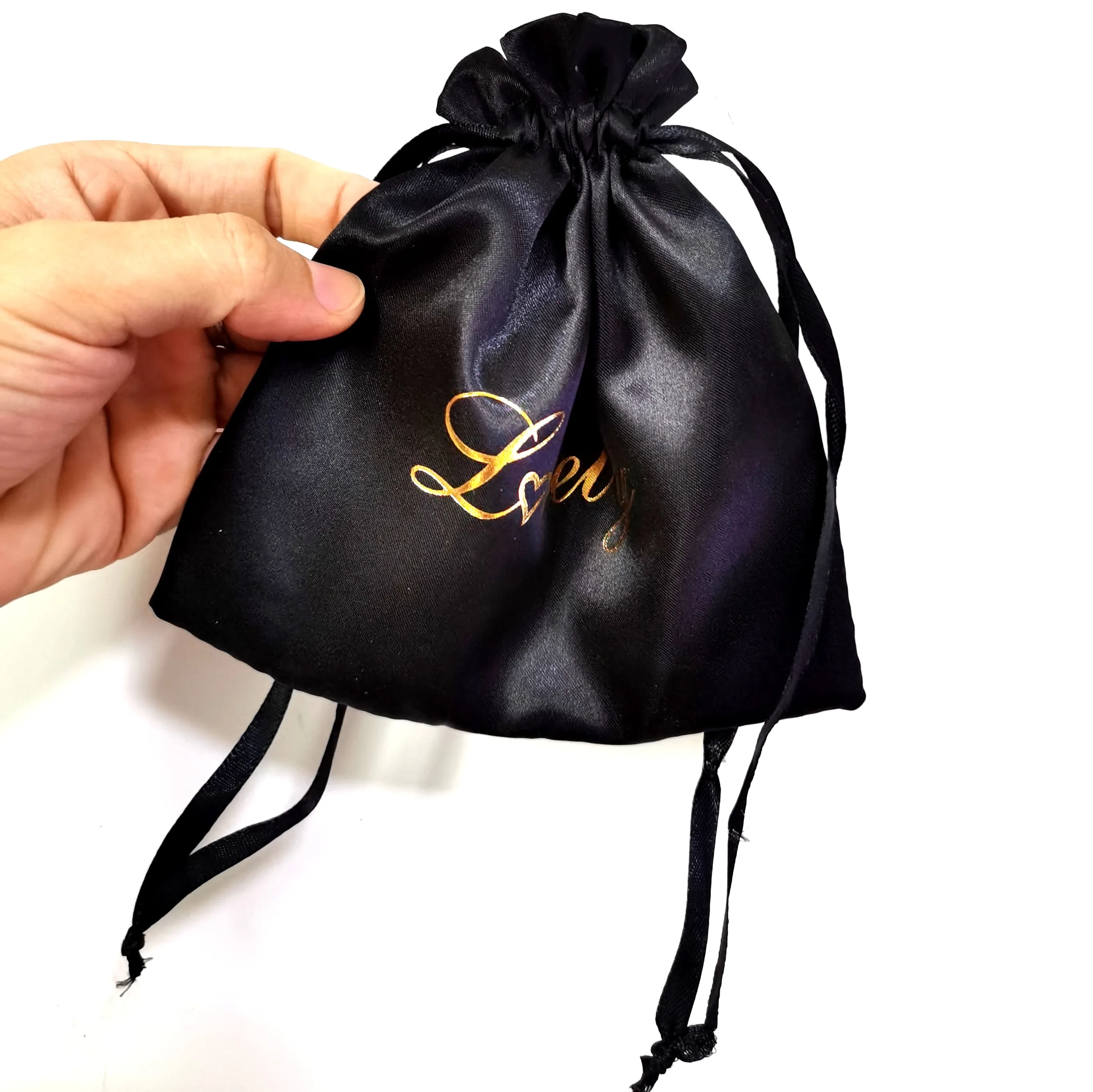drawstring small satin cloth custom printed jewelry pouches with logo