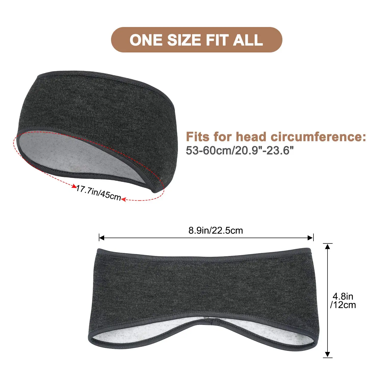 Winter Sports Headbands, 3 Pack Thermal Stretchy Ear Warmers Moisture Wicking Running Head Bands Men and Women Athletic Ear Mu