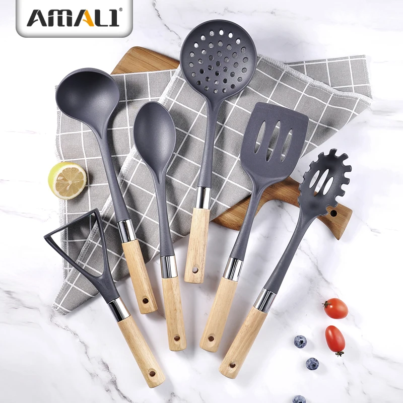 Non-Stick Nylon Kitchen Utensils Nylon Soup Ladle / Pasta Server /Solid Spoon / Ladle / Skimmer