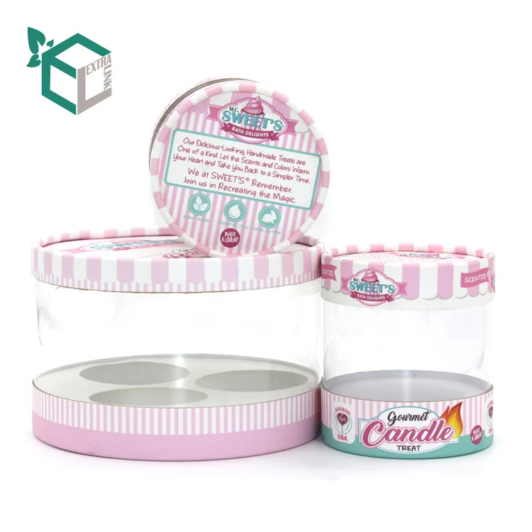 Custom Cylinder Round Gift Box Cardboard Paper Packing Clear Transparent Tube Boxes Packaging With Pvc Window
