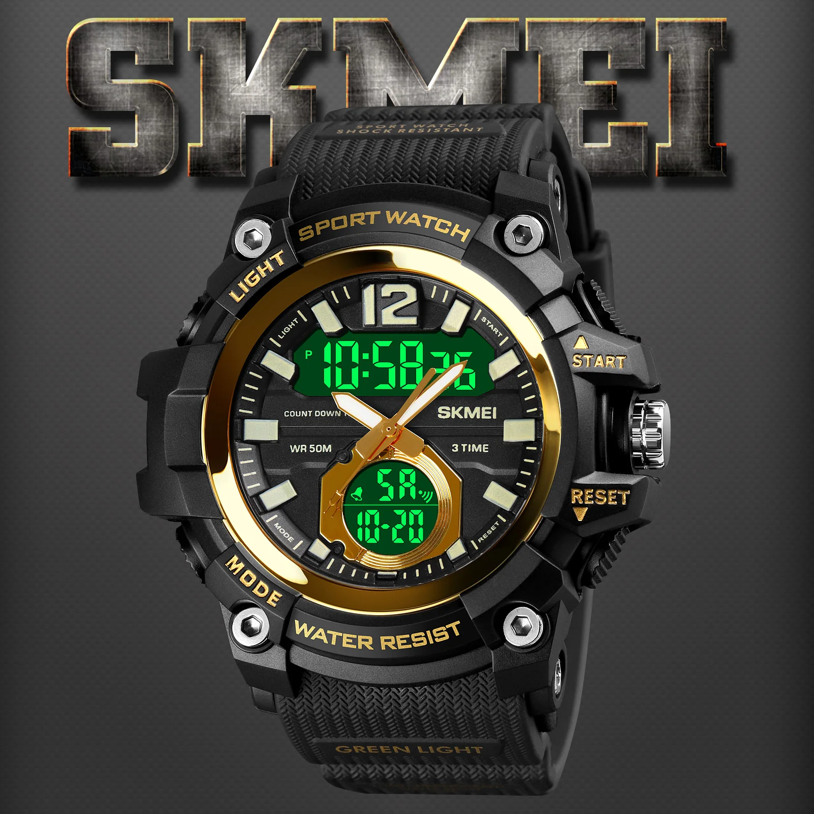 Original factory multifunction fashion skmei 1725 custom digital men black water proof alarm watch sports watches