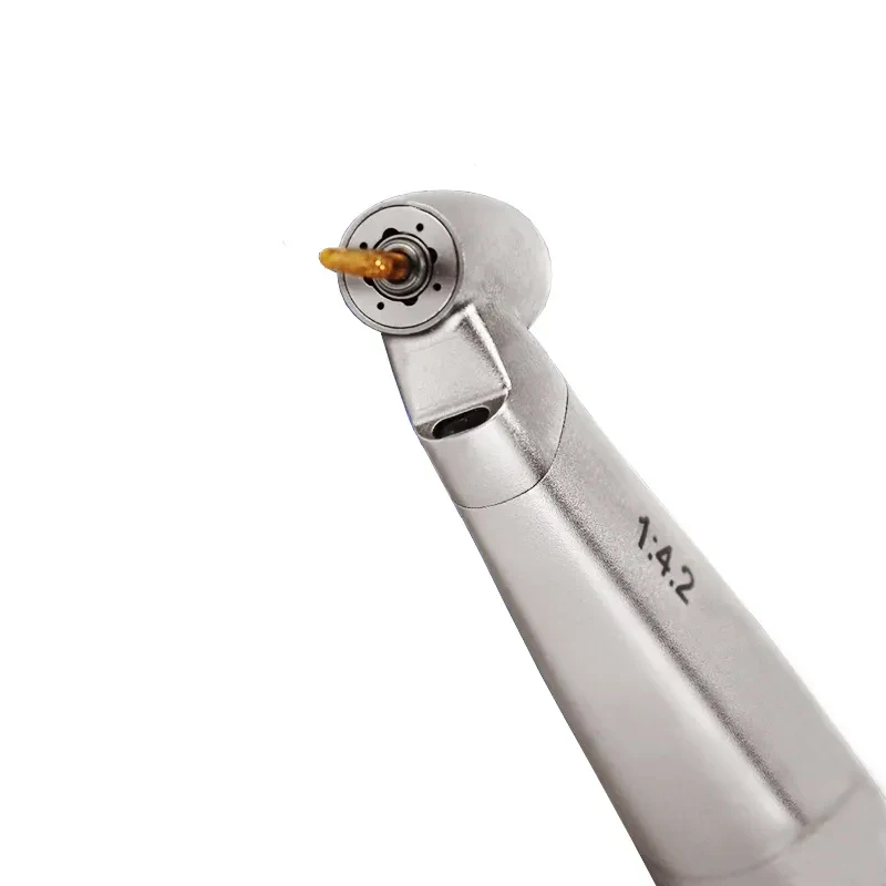 Dental 1:4.2 45 Degree Contra Angle Handpiece Push Button Red Ring Fiber Opetic Low Speed Handpiece Lab Equipment