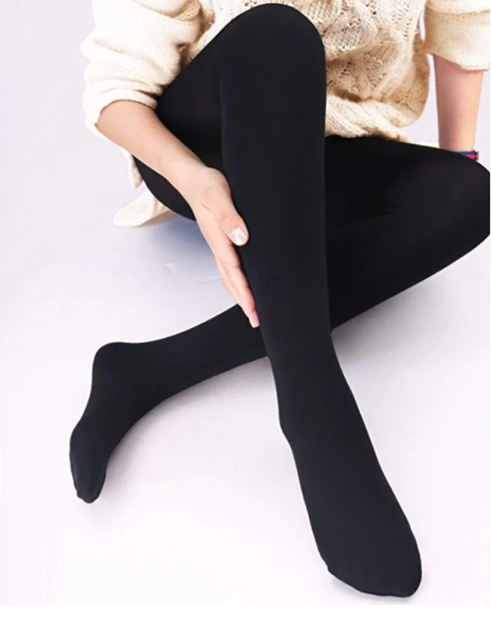 
600D Seamless Opaque Warm Fleece Lined Footed Tights or Leggings for Women -shape up your legs 
