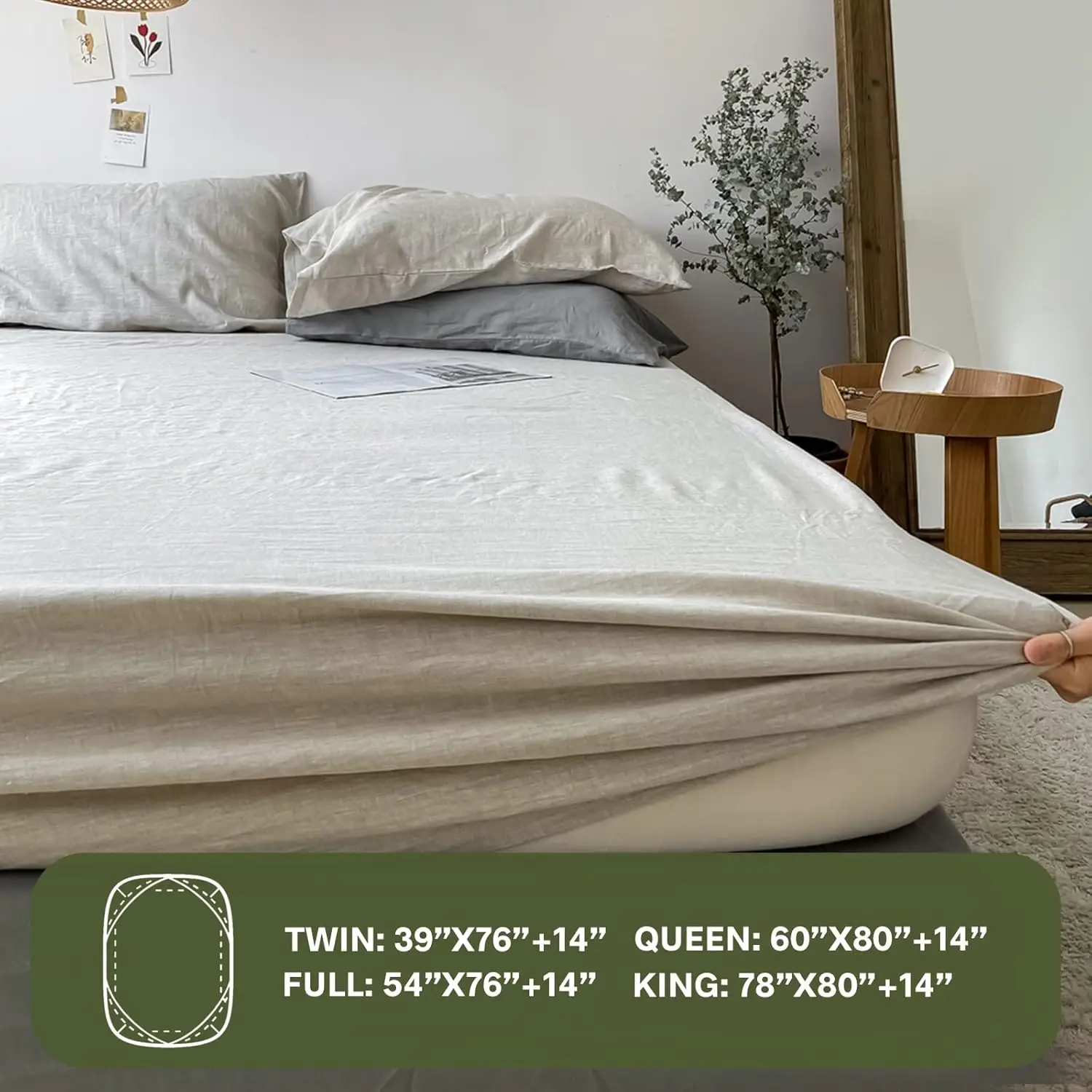 Customized wholesale 400TC100% French linen stone-washed linen, heavy linen OEKO TEX bedding set bed sheet