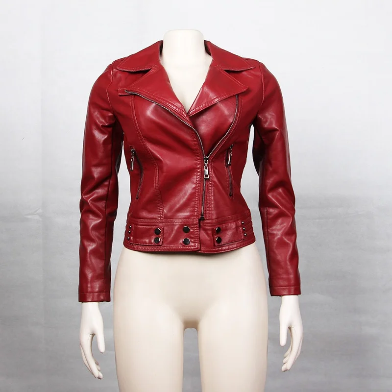 Gugur Jaket Wanita Winter Fashion Casual Outdoor V-Neck Zip Up Wind Breaker Pu Leather Women Cropped Jacket