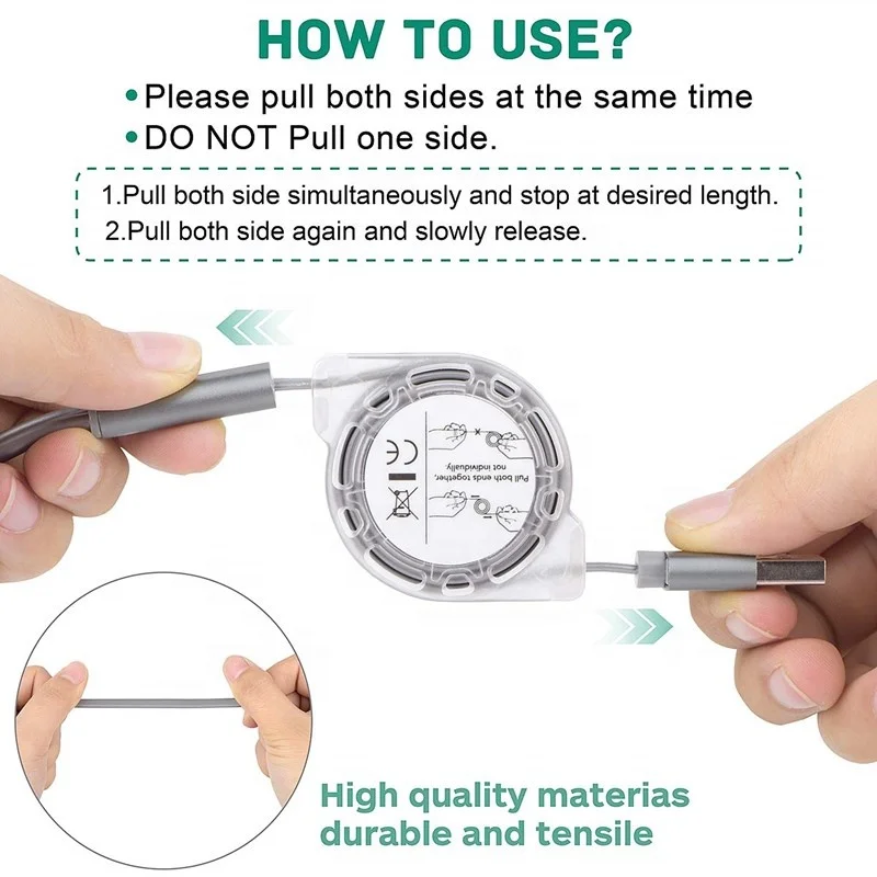 CE umigi 1,2 м 3.0A многократной зарядки Шнур адаптер 3in1 Выдвижной usb-шнур для телефонов, зарядное устройство, кабель USB Type-C, Micro android iPhone