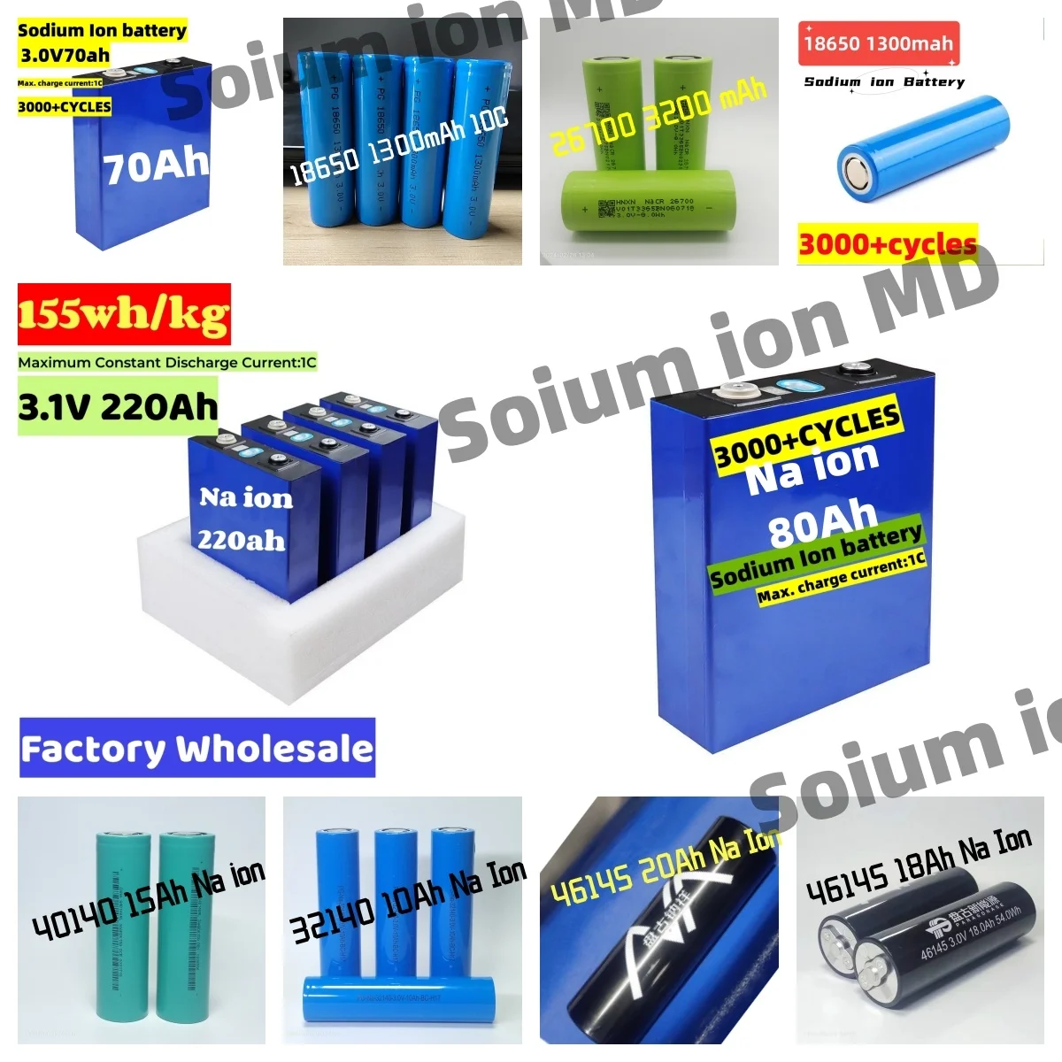 Over 4000 Cycles Na ion Battery Cell Cylindrical Sodium Ion Battery 26700 3.0v 3.1v 3000Mah 3200Mah For Street Lamp