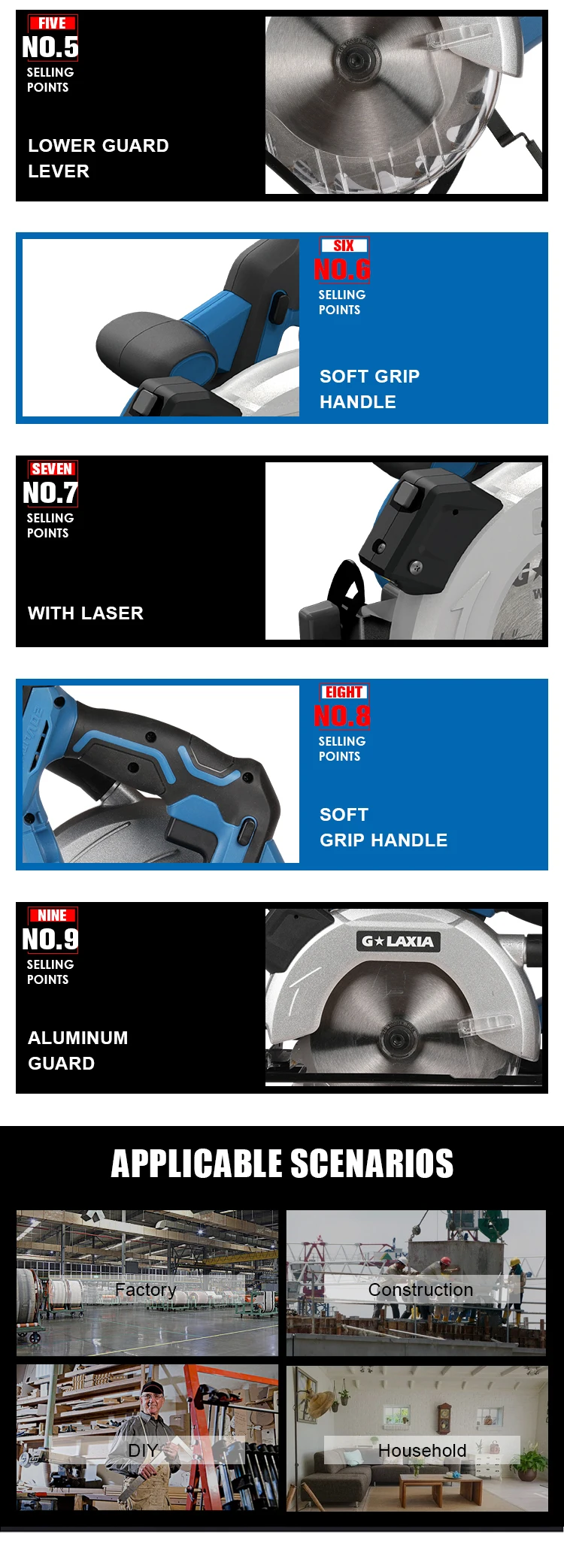 Galaxia Profesional Power Tools Cordless 20V Circular Saw 165mm Saw Brushed With Laser Bare Tool