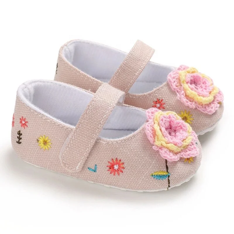 9 Month Fall Crochet Flower Crawling Fancy Kids Baby Girl Footwear Shoes