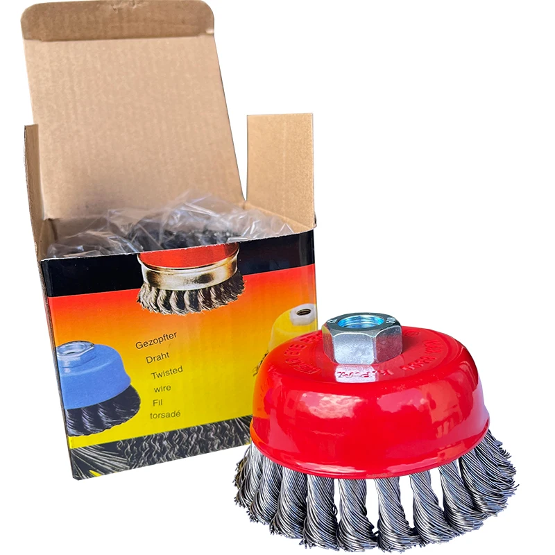 Easy to install 100mm High Quality Twist Knotted Steel Wire Brush Carbon Steel Wire For Grinders used to Grinding