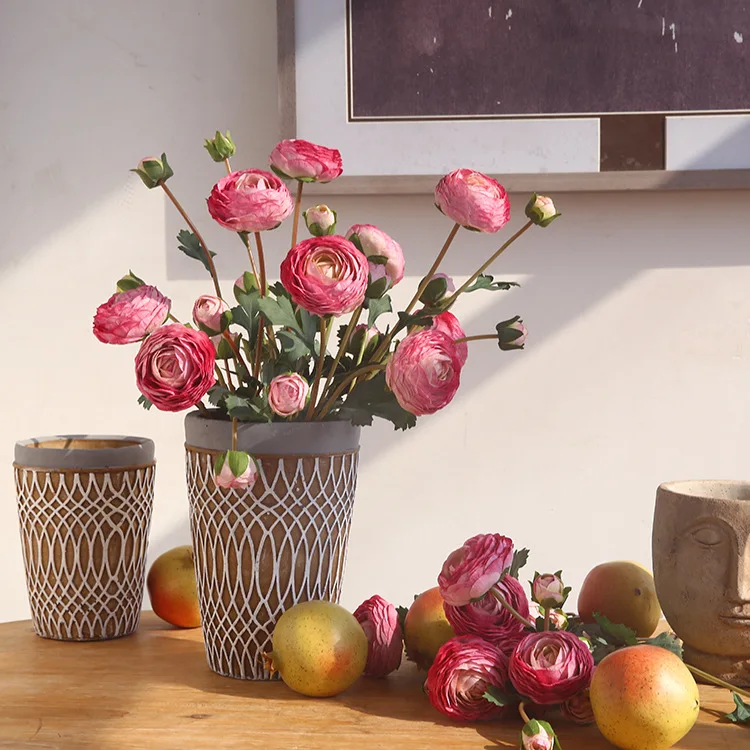 Floral Wedding Arrangement Mini Real Touch Beautiful Flowers Ranunculus Bulbs Bouquet Silk Ranunculus Flower Artificial