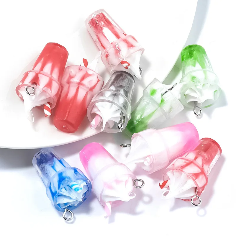 Amazon hot sale Acrylic transparent candy color dice ice cream heart pendant for necklace making