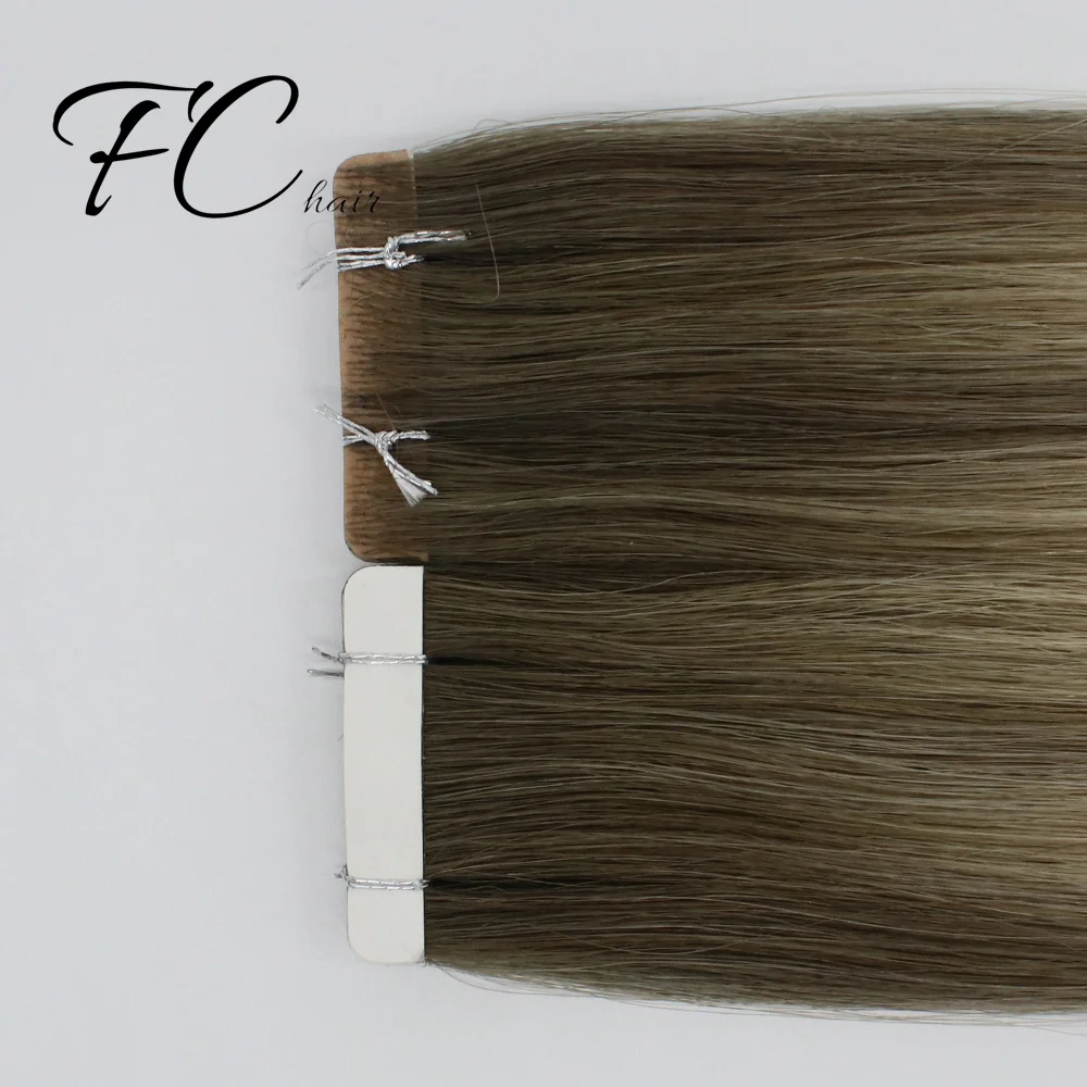 FangCun Injection Human Hair Extensions Hand Tied Tape In Natural Hair Extension Invisible Adhesives PU Skin Weft Remy Hair