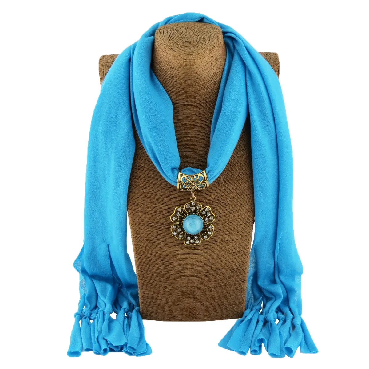 HZW-24120 Fashion national wind tassel art wholesale pendant jewelry women scarf with pendant