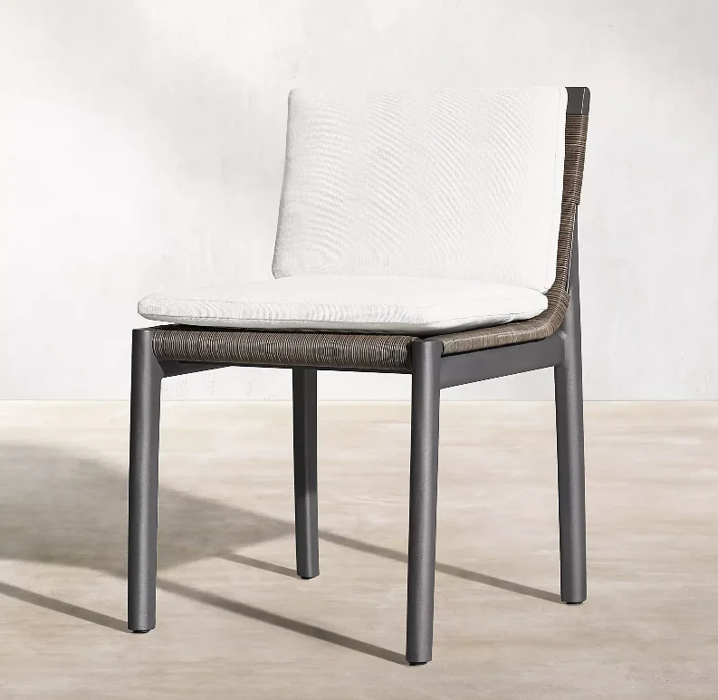 Green garden furniture forged rustproof aluminium metal side chair