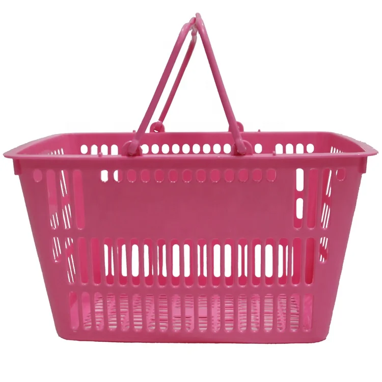 Pink Two Handle Foldable Shopping Basket Supermarket Baskets Shopping Basket