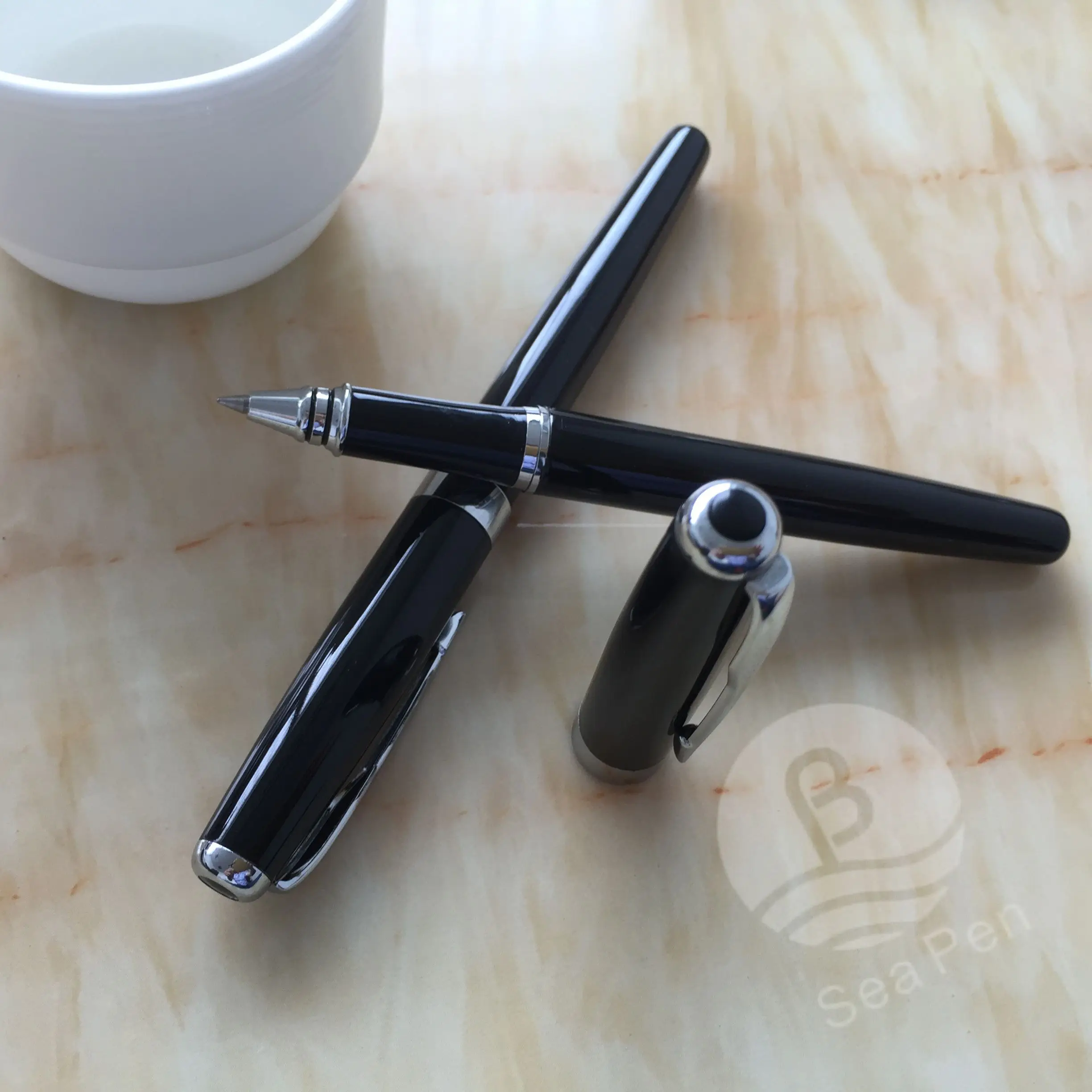 Black Metal roller ink ball pen custom logo