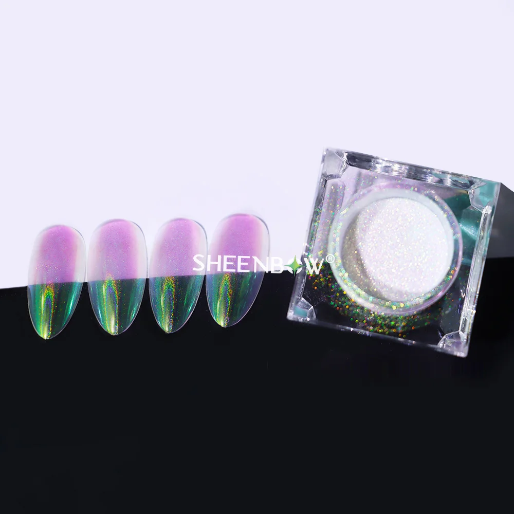 Sheenbow newest neon holographic glitter nail pigment powder