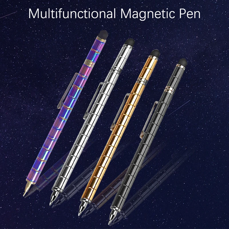 Creative Metal Magnet Pen Decompression Toy Gel Pen Multifunction Fidget Touch Pen School Office Writing Gifts Stationery