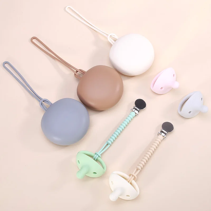 Customize Silicone Baby Pacifiers Chain Holder Clips With Case
