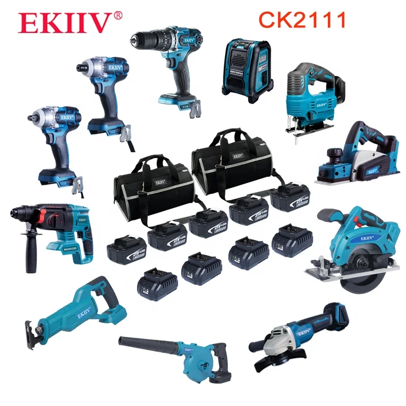 Marvel tools лучшая китайская фабрика набор 15 в 1 Ekiiv 18 В 21 бесщеточный литий-ионный аккумулятор Комплект беспроводных инструментов
