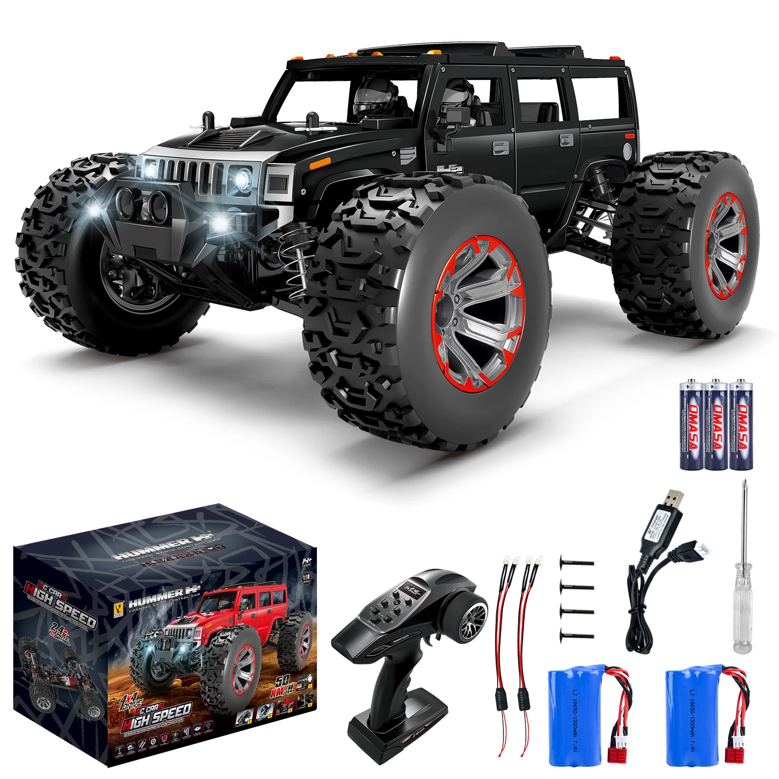 2.4G rc hummer h2 1:10 rc car hobby grade rc car off road 4wd voiture telecommande enfant jouet rechargeable 50km RC550 brushed