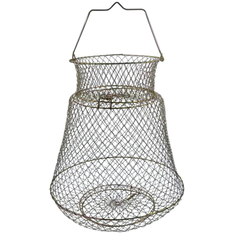 Galvanized Steel Wire Fish Baskets Collapsible Wire Fish Baskets Portable Fishing Basket Robust and Easy to Use