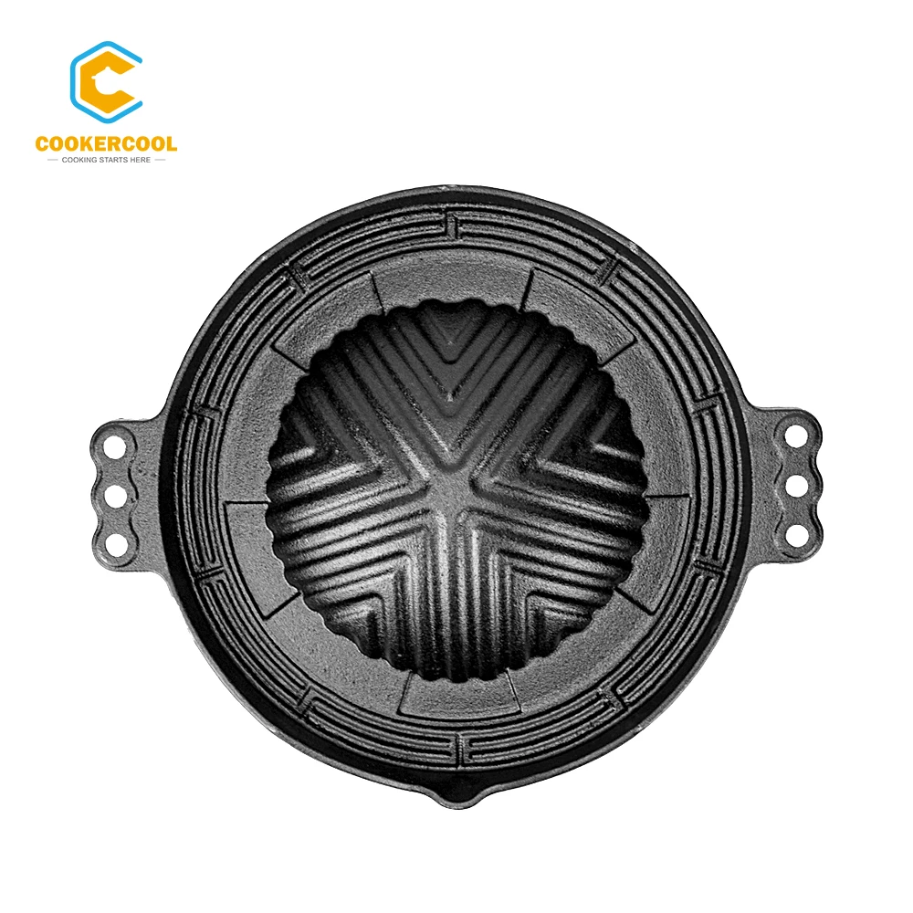 Cookercool Free Sample non stick Thai Pot Round Cast Iron Pre-seasoned cookware mookata plates grill pan