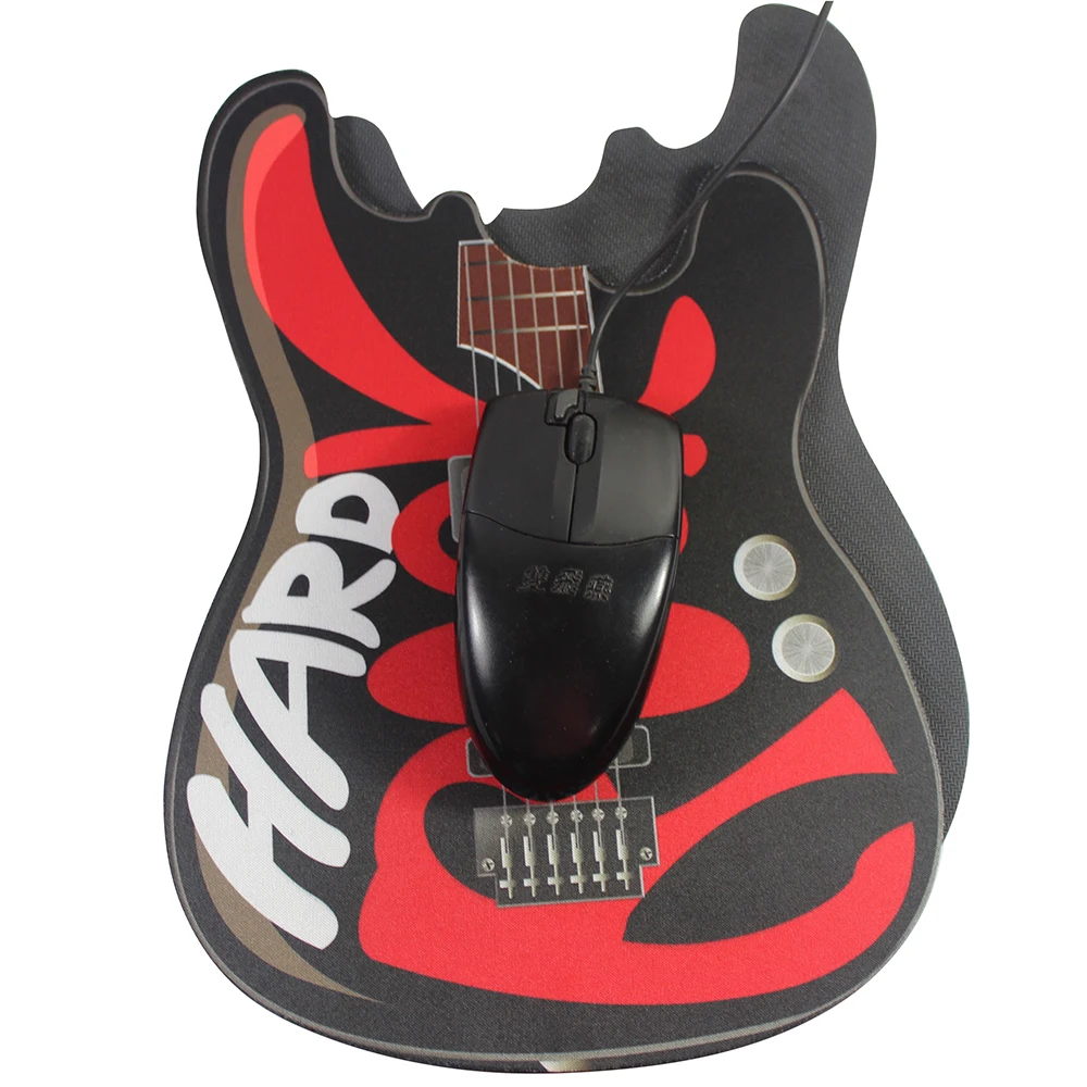Custom Advertisement Rubber Back Soft Cloth Top Gaming Mouse Pad with guitar shape