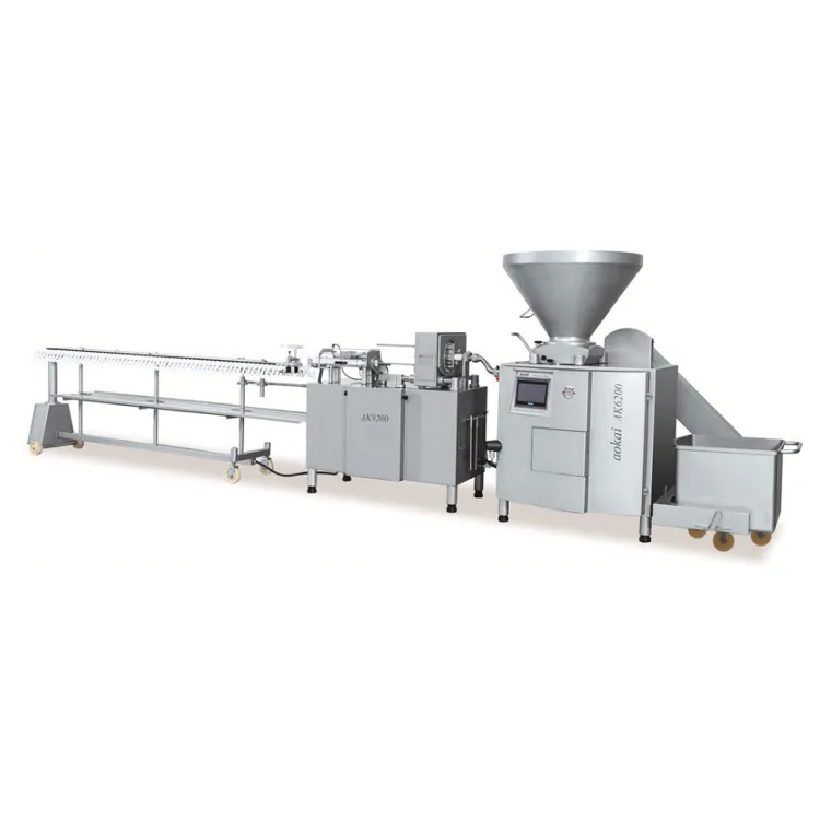 10 tons daily capacity chicken sausage vacuum filling and automatic knotting processing line hanger system