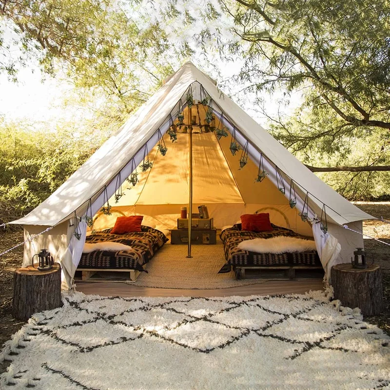Family Camping Glamping Cotton Canvas Yurt Large Tent Luxury Outdoor Bell Tent All Weather
