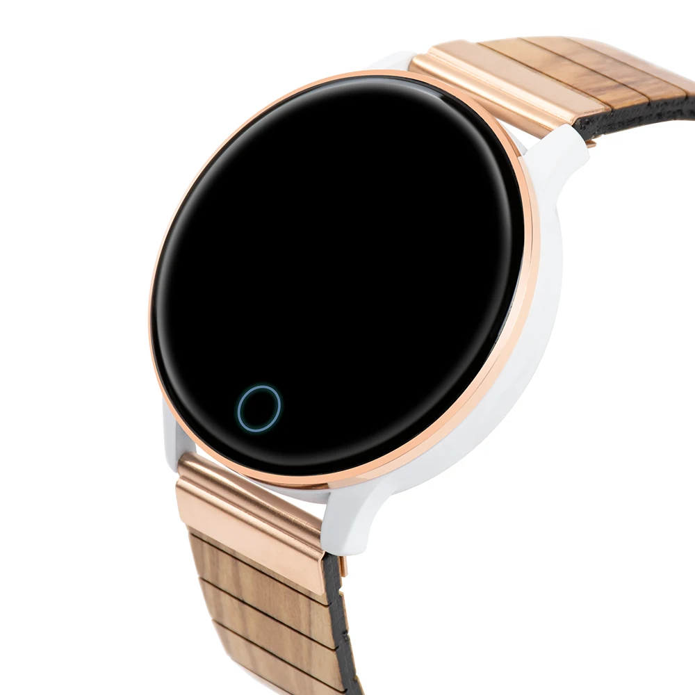 Zhongshi New Design Alloy Case Olive Wood Band Smartwatch IOS and Android Support Sport Smart Watches