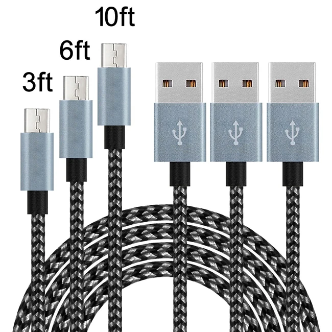 Микро USB кабель 8 дюймов нейлоновый плетеный для быстрой зарядки передачи и