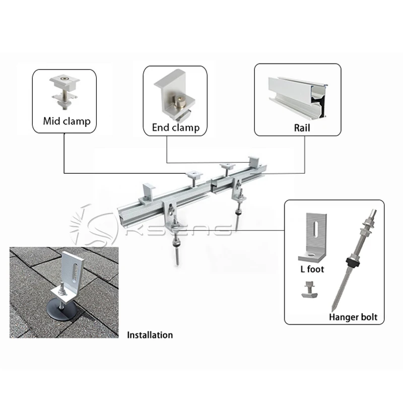OEM Waterproof Asphalt Shingle Roof Flashing kit L foot Solar roof mounting system