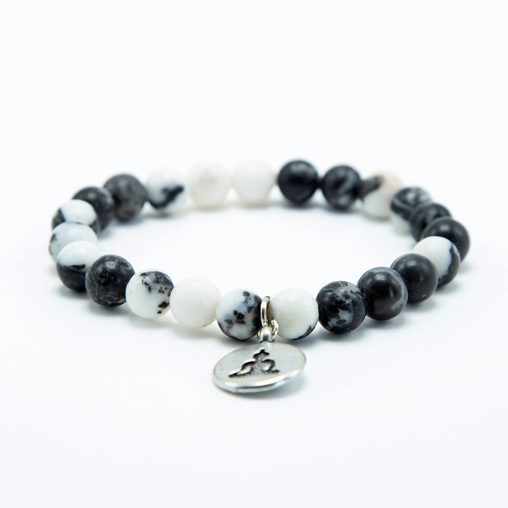 Bestone 8mm Gemstone Beads Bracelet  Natural Stone Bracelet with Charm