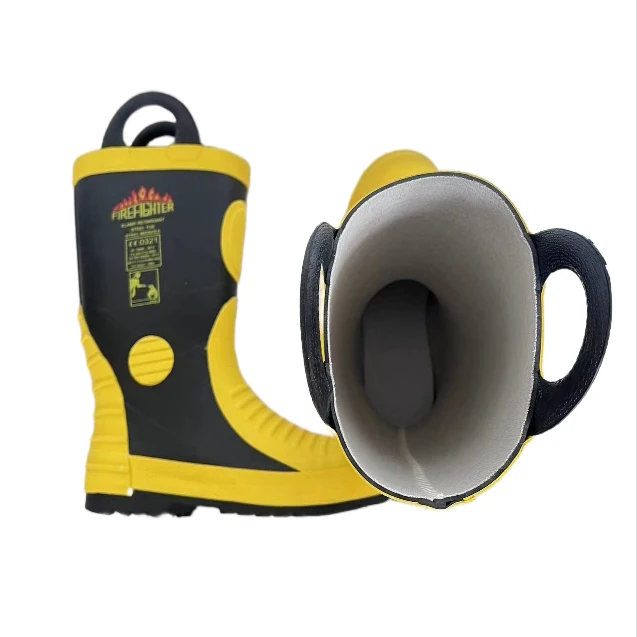 High Quality Rubber Boots for Men Gumboot with Steel Toe Sole Fire Fighting Safety Boots Waterproof Flame Retardant Shoes