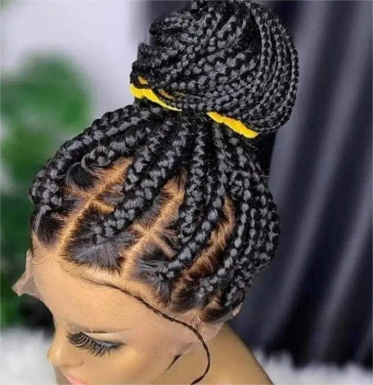 Hd Full Braided Wigs Human Hair 360 Lace Frontal Wig For Black Women Knotless Box Braided Wig