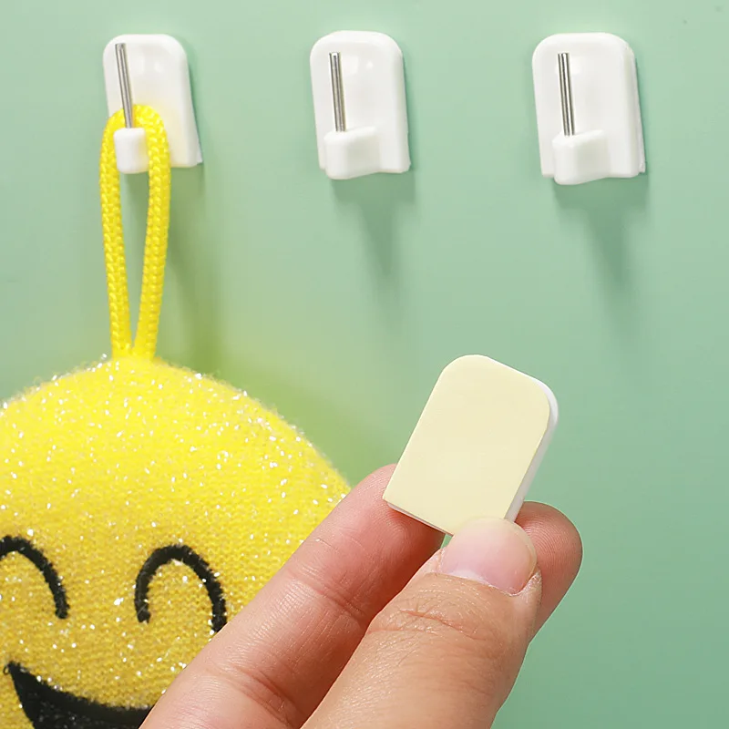 SELF ADHESIVE STICK ON END HOOKS FOR NET CURTAIN WIRE WHITE